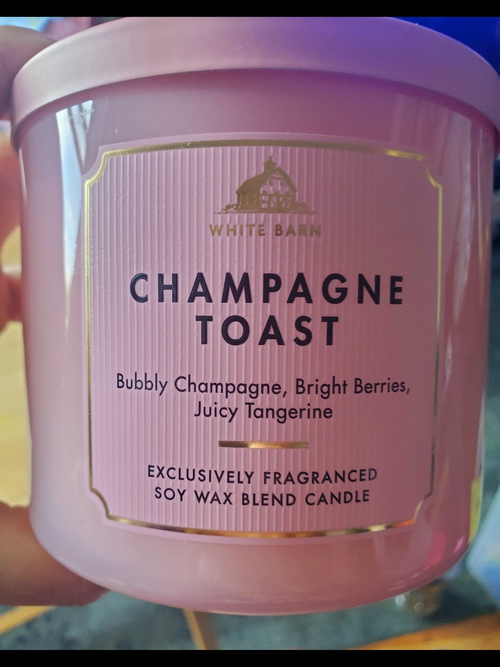 White Barn Pink Champagne Toast Jar Candle with Gold Trim